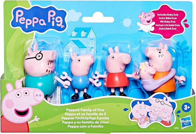 Pig Peppa'nın 5 Kişilik Ailesi ve Bebek Evie | El Ele Tutuşabilen Hareketli Figürler | 3 Yaş ve Üzeri Kız ve Erkek Çocuklar İçin Okul Öncesi Oyuncak - Görsel 2