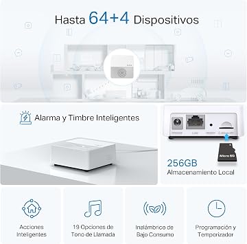 Tapo H200, MicroSD Kart Destekli Akıllı HUB, Tapo Akıllı Anahtar, Düğme ve Sensörle Çalışır, 64 Cihaz + 4 Kapı Zili/Kamera Bağlanabilir, 19 Zil Sesi Seçeneği, Kablolama Gerekmez - Görsel 3