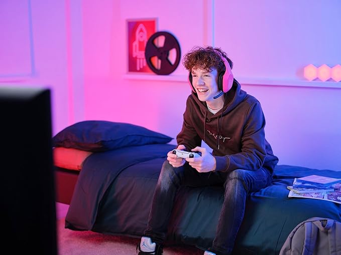 Gaming GXT 415P Zirox Hafif Oyun Kulaklığı, 50 mm Sürücülü PC için, Xbox, PS4, PS5, Anahtar, Mobil, 3,5 mm Ses Jakı, 2 m Kablo, Kulak Üstü Mikrofonlu Kulaklık, Pembe - Görsel 4