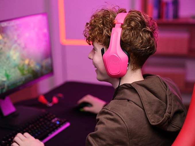 Gaming GXT 415P Zirox Hafif Oyun Kulaklığı, 50 mm Sürücülü PC için, Xbox, PS4, PS5, Anahtar, Mobil, 3,5 mm Ses Jakı, 2 m Kablo, Kulak Üstü Mikrofonlu Kulaklık, Pembe - Görsel 2