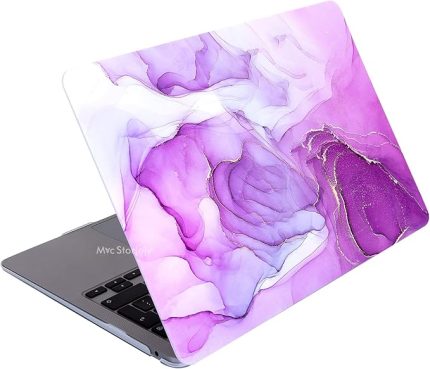 MacBook Air 13.6 İnç Mermer Desenli Kılıf A2681 A3113 A3240 A3449 M2 M3 M4 M5 Uyumlu Sert Kapak Hard Case Açık Lila