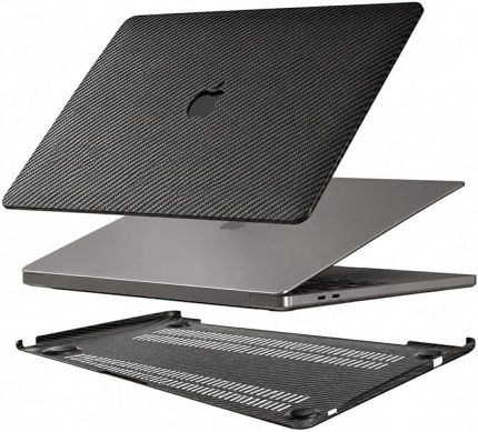MacBook Air 13.3 Kılıf A1932 A2179 A2337 M1 Uyumlu Karbon Fiber Dokulu Sert Kapak Mat Siyah İnce Koruma Çizilmeye Dayanıklı Hard Case