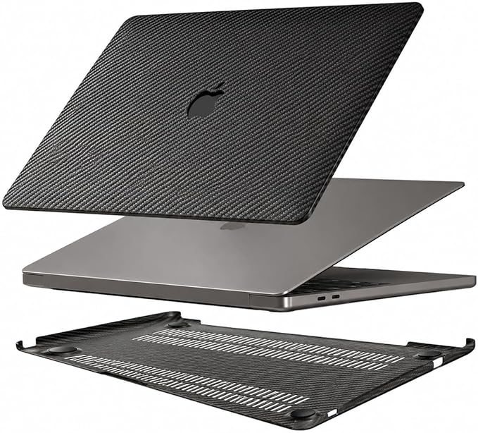 MacBook Air 13.3 Kılıf A1932 A2179 A2337 M1 Uyumlu Karbon Fiber Dokulu Sert Kapak Mat Siyah İnce Koruma Çizilmeye Dayanıklı Hard Case