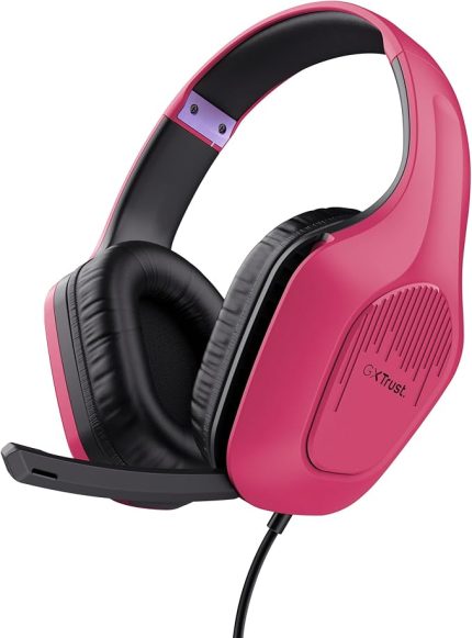 Gaming GXT 415P Zirox Hafif Oyun Kulaklığı, 50 mm Sürücülü PC için, Xbox, PS4, PS5, Anahtar, Mobil, 3,5 mm Ses Jakı, 2 m Kablo, Kulak Üstü Mikrofonlu Kulaklık, Pembe