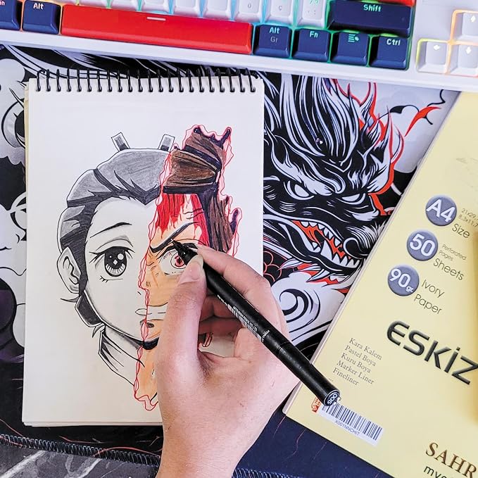 SAHRA A4 Spiralli Eskiz Defteri – 50 Yaprak, 90 gr İnce Dokulu Ivory Kağıt Sketchbook, Çizim ve Boyama Defteri - Görsel 3