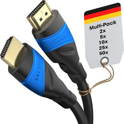 – 8K/4K HDMI Kablosu – 2x 2m ve daha fazla uzunluk (0,15m–22,5m) – Almanya'da tasarlanmış HDMI Kablosu – 10K/8K@60Hz/4K@120Hz destekler – HDMI Kablo – TV, PC, PS5/Xbox/Switch