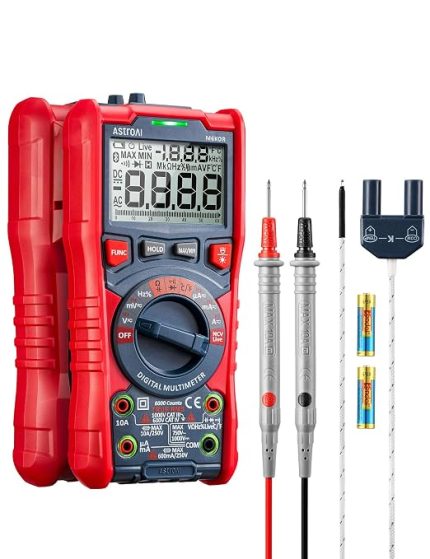 M6K0R 6000 TRMS Dijital Multimetre, Voltmetre, Polimetre, AC/DC Akım, AC/DC Gerilim, Direnç, Frekans, Kapasitans, Süreklilik, Test Diyotları için Test Cihazı Sayımları | akım ölçüm cihazı, multimetre otomobil, AC/DC gerilim ve akım için ölçüm cihazı, diyot, direnç, kapasite, geçiş, sıcaklık
