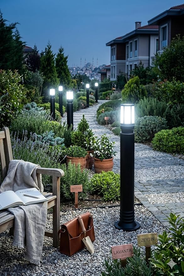 Adet Galata Kafesli 80 cm Bahçe Aydınlatma Direği - E27 Duy, IP54 Su Geçirmez, Siyah Patika ve Yol Aydınlatma Armatürü, Zita Yerli Üretim Yanmaz Kırılmaz Gövde (Ampul Hariç) (UG-ZT-0273K-80) - Görsel 3
