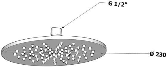 Tepe Duş Başlığı Oval Ø23 cm KTD121 (Siyah) - Görsel 2