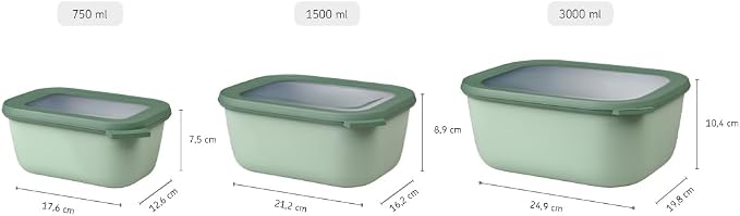 - Multi Bowl Cirqula Rectangular - Kapaklı saklama kabı - Buzdolabı için hava geçirmez saklama kutusu, mikrodalga fırın kabı ve saklama kabı olarak uygundur - 3000 ml - Nordic Black - Görsel 3