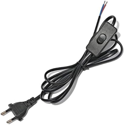 3 Adet Fişli Anahtarlı Arapuarlı Hazır Kablo | 2 Metre, 0.50 mm² Siyah | Aplik, Abajur, Masa Lambası, LED Trafosu İçin Pratik Uzatma Kablosu (3)