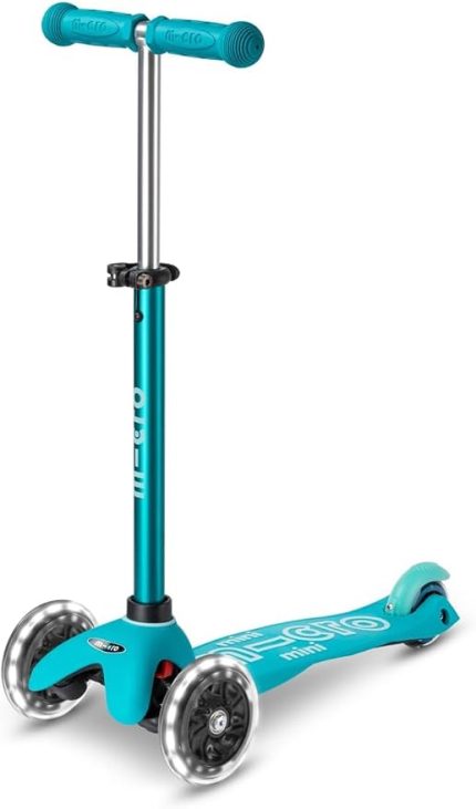 Mini Deluxe Led 3 Tekerlekli Scooter Aqua, 1-5 Yaş, Denge ve Koordinasyon Geliştirici, Işıklı Tekerlekler, Katlanabilir, 50 Kg Taşıma Kapasitesi