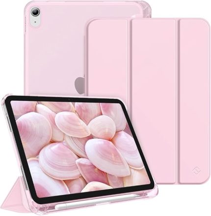 iPad 11.Nesil A16 11inç/10.Nesil 10.9inç ile uyumlu Kılıf Flip Cover Kalem Bölmeli PC Case AçıkPembe