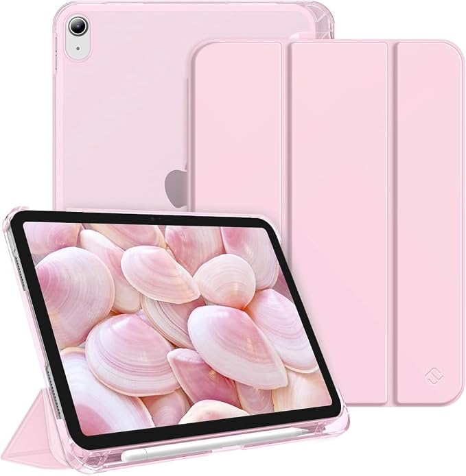 iPad 11.Nesil A16 11inç/10.Nesil 10.9inç ile uyumlu Kılıf Flip Cover Kalem Bölmeli PC Case AçıkPembe