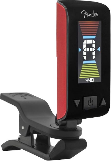 Original Tuner Fiesta Red Akort Aleti | Gitar, bas, ukulele, keman için klipsli akort cihazı, 430 – 450 Hz kalibrasyon, iyi okunabilir ekran, kromatik atmosfer