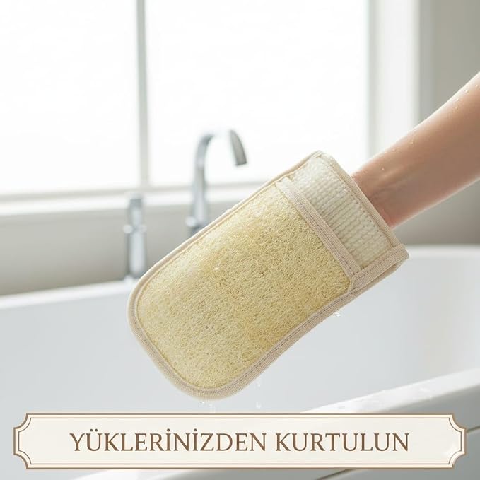 boy 2 adet Doğal Kabak Lifli Kese, Banyo Eldiveni Çift Taraflı Vucüt Kesesi Peeling,15x23 cm, Exfoliating, Cilt Temizleyici Hücre Yenileyici Canlandırıcı Etki, Selülit Karşıtı (2, medium) - Görsel 4