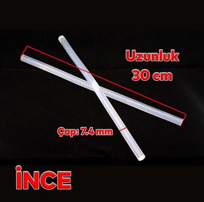 adet mum sıcak silikon, 7mm - 30cm İnce Şeffaf Silikon - Görsel 3