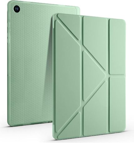 Galaxy Tab A9 8.7 İnç X110/X115 Uyumlu Kalem Bölmeli Silikon Tablet Kılıf – Smart Cover Katlanabilir Kapaklı, Stand Fonksiyonlu, Manyetik Kapanışlı (Açık Yeşil)