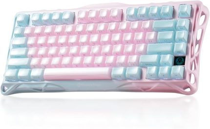 Mercury K1 Lite mekanik oyun klavyesi kablosuz lümen pembe | %75 kablosuz oyun klavyesi, Tri-Mode (2.4G/BT/USB-C), Hot Swap, kablosuz, Gasket, RGB aydınlatma, mekanik klavye