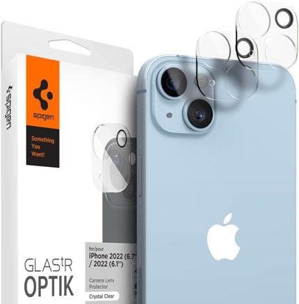 iPhone 14/14 Plus ile Uyumlu Kamera Lens Camı Koruyucu GLAS.tR Optik (2 Adet) Şeffaf - AGL05229 (Spigen TR Garantili)