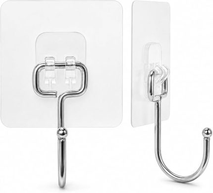 Banyo Yapışkanlı Askılık Krom Kaplama, Delmeden Montajlı Banyo ve Mutfak Askısı, Şeffaf Yapışkan Tabanlı Metal Askı, Havlu Bez Anahtar Askılığı (3 Adet Gönderilmektedir)