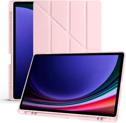 Galaxy Tab S6 Lite 2024 P610 P617 P620 10.4 Kalem Bölmeli, Smart Cover, Stand Özellikli, Pu Deri Koruyucu Kılıf (S Pen Uyumlu) (Rose Gold)