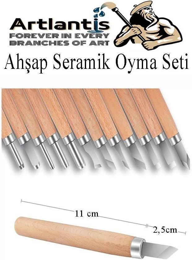 Seramik Oyma Seti 6 lı 1 Paket İskarpela Seti Paslanmaz Çelik Bıçaklı Ağaç Oyma Heykel Hobi Kretuar Gravür - Görsel 3