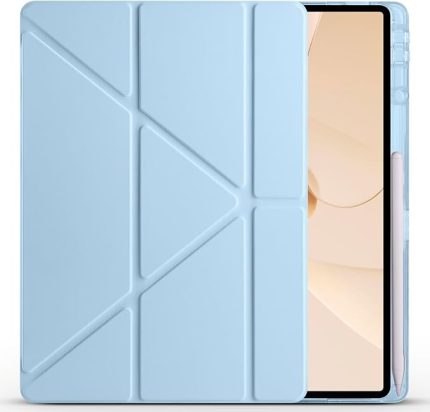 Huawei MatePad 12X ile Uyumlu Kılıf Silikon Yumuşak 4 Farklı Stand Olabilen Kalem Bölmeli Kapaklı Tablet Kılıfı Mavi