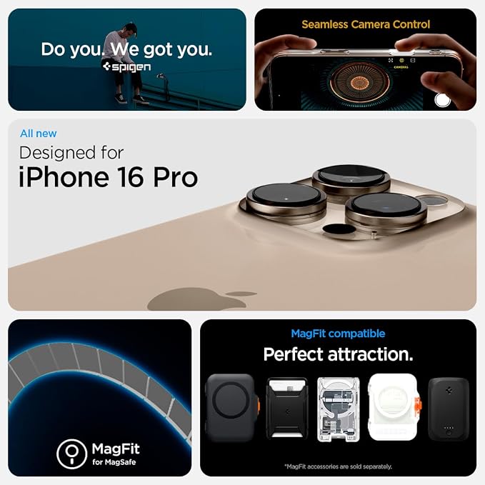 iPhone 16 Pro ile Uyumlu MagSafe Kılıf Ultra Hybrid T Mag Fit Kamera Kontrol Sararmaya Dayanıklı Beyaz Şeffaf Kapak - ACS08512 (Spigen TR Garantili) - Görsel 2