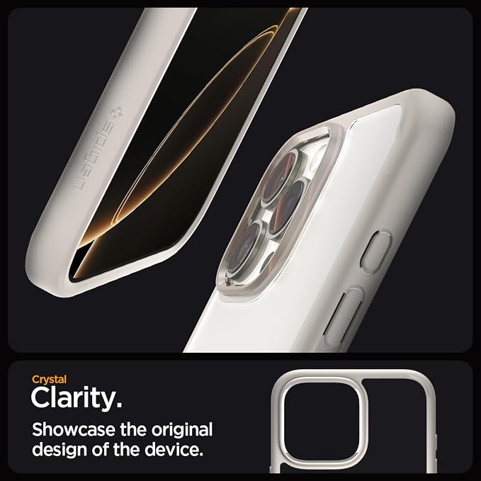 iPhone 16 Pro ile Uyumlu Kılıf Ultra Hybrid Sararmaya Dayanıklı Bej Şeffaf Kapak - ACS08127 (Spigen TR Garantili) - Görsel 5