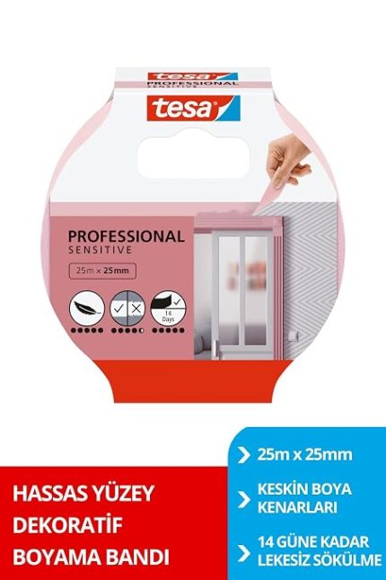 Profesyonel Maskeleme Bandı, Hassas Yüzeyler Için, Keskin Kenar Boya Bandı, 25mx25mm