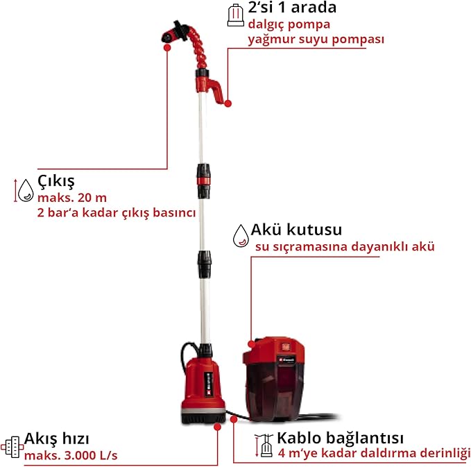 Akülü Temiz Su Pompası GE-PP 18 RB Li-Solo 4170429 - Görsel 3