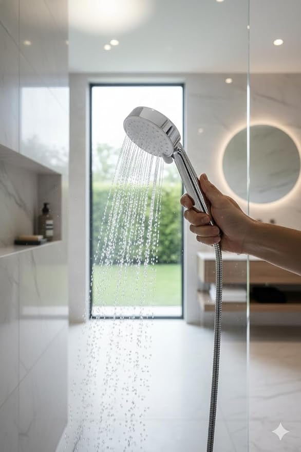 Başlığı – Yüksek Basınçlı Su Tasarruflu Banyo Shower Head, Kireç Önleyici Filtreli 3 Kademeli Ayarlanabilir Sprey, Evrensel Bağlantı - Görsel 3