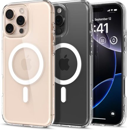 iPhone 16 Pro Max ile Uyumlu MagSafe Kılıf Ultra Hybrid Mag Fit Sararmaya Dayanıklı Beyaz Şeffaf Kapak - ACS07998 (Spigen TR Garantili)