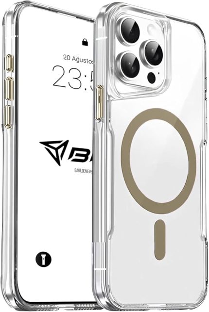 iPhone 15 Pro Max İçin Kılıf Şeffaf Magsafe İle Uyumlu Sert Mika Sararmaz Renkli Telefon Kılıfı (Kahverengi)