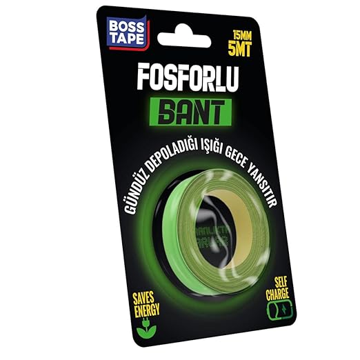 Tape Fosforlu Bant, 15mm x 5mt Boyut, Yesil - Görsel 2