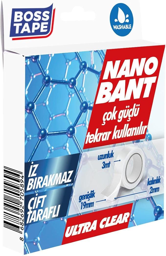 Tape Tarafli Nano Bant, 19 mm x 3 mt Boyut, Seffaf Çift - Görsel 3