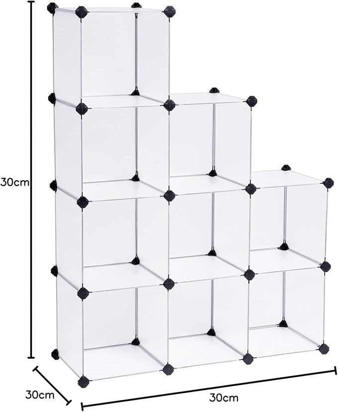 9 Bölmeli Raf Sistemi, Ayakkabı Rafı, Banyo Rafı, Giysi Dolabı, Oyuncak Dolabı, 93 x 31 x 123 cm, Beyaz Lpc115S | Modüler ayakkabı rafı, istiflenebilir küpler, bölücü, yatak odası, ofis, 31 x 93 x 93 cm, beyaz, collection DAMION LPC115S - Görsel 3