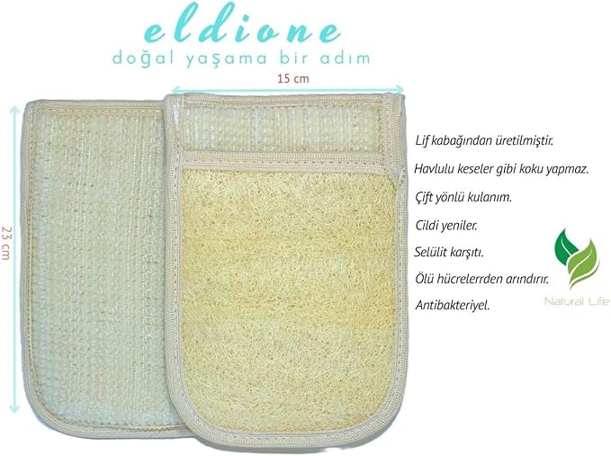 boy 2 adet Doğal Kabak Lifli Kese, Banyo Eldiveni Çift Taraflı Vucüt Kesesi Peeling,15x23 cm, Exfoliating, Cilt Temizleyici Hücre Yenileyici Canlandırıcı Etki, Selülit Karşıtı (2, medium) - Görsel 3