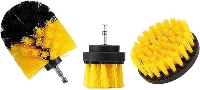 fırçası seti, sabitleme kiti, 3'lü paket, harç, fayans, lavabo, küvet, banyo ve mutfak yüzeyi için (sarı) (matkap dahil değildir) - Görsel 2
