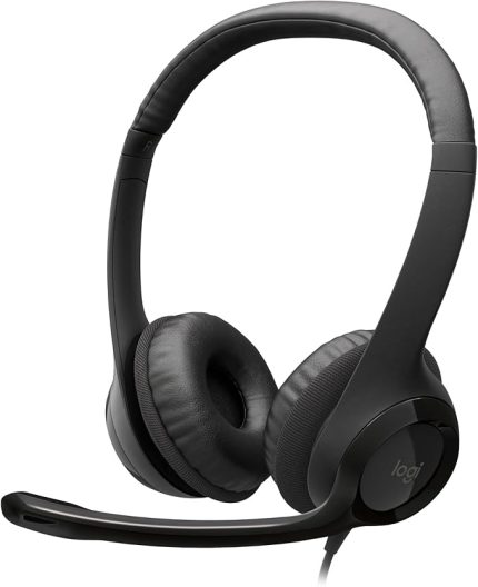 H390 Kablolu Kulak Üstü Mikrofonlu Kulaklık, Dijital Stereo Ses, Katlanabilir Gürültü Önleyici Mikrofon, Kablo Üzeri Denetimler, Siyah | Stereo Kulaklık, Mikrofon, Gürültü Engelleme, USB-A, Entegre Kontroller, Chromebook Uyumlu - Siyah