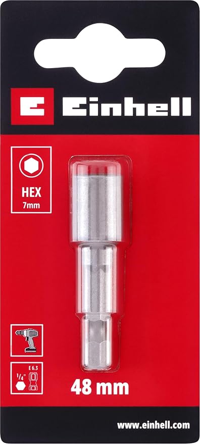 Einhell Manyetik Lokma Ucu, 7 mm (Krom Vanadyum Çelik, 48 mm, E 6.3/1⁄4”, Akülü Vidalama ve Matkaplar İçin) - 49135115