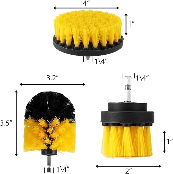 fırçası seti, sabitleme kiti, 3'lü paket, harç, fayans, lavabo, küvet, banyo ve mutfak yüzeyi için (sarı) (matkap dahil değildir) - Görsel 3