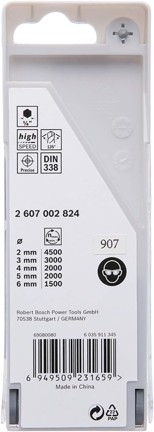 Professional 5 parçalı PointTeQ altıgen matkap seti (metal için, Ø: 2-6 mm, çalışma uzunluğu: 24-57 mm, toplam uzunluk: 60-98 mm, ¼ inç altıgen şaft, darbeli matkap ve matkap aksesuarı) - Görsel 2