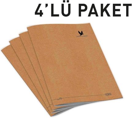 Wings Journal 4'lü Kareli A5 Defter Seti - Kraft Kapak