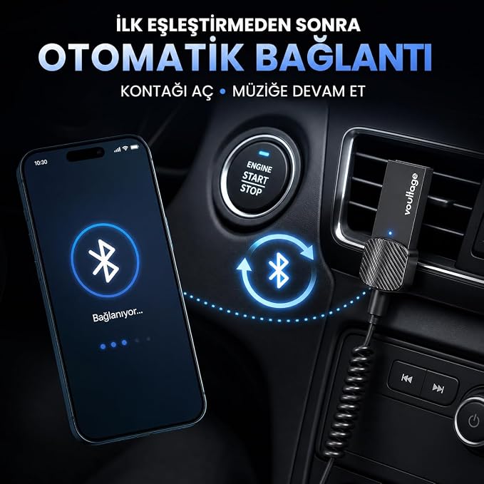 5.4 Araç AUX Adaptörü, 3.5 mm Jack Araç Ses Kiti - Görsel 3