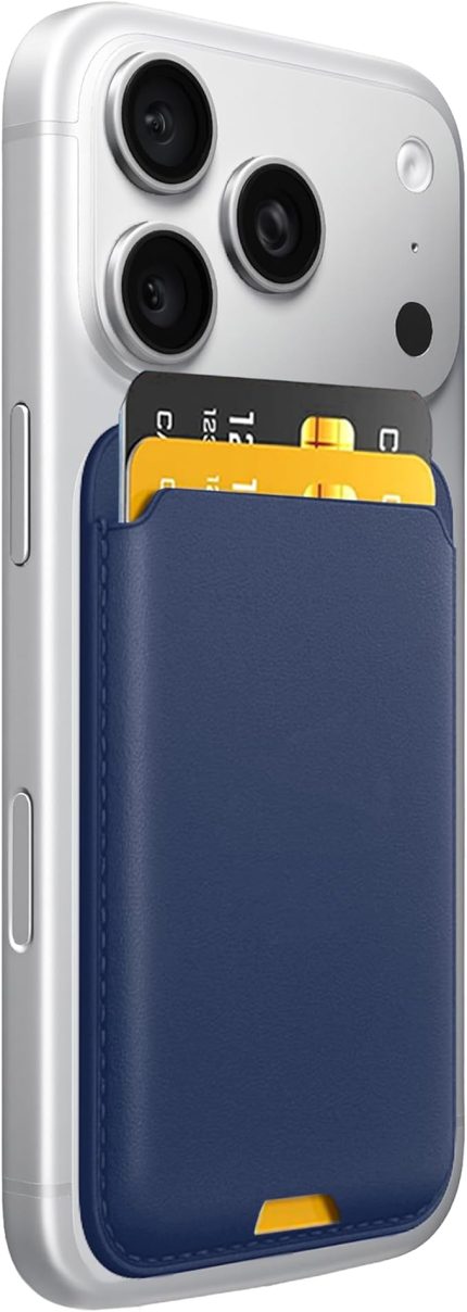 iPhone için Magsafe ile Uyumlu Cüzdan Manyetik Kartlık Yenilenmiş V2 Güçlü Mıktanıs ile Süper Yapışma ve Sağlam Tutuş (Lacivert, Modern)