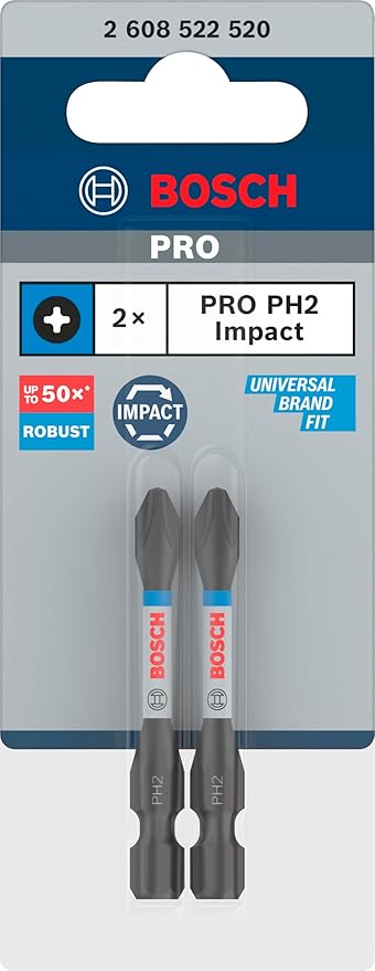 2x PRO Phillips Impact Uç, PH2, 55 mm, 2 parçalı - Görsel 2
