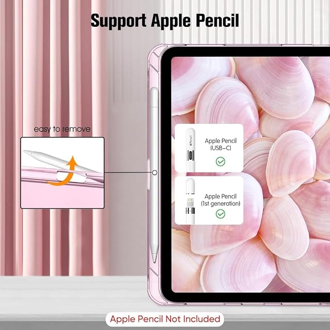 iPad 11.Nesil A16 11inç/10.Nesil 10.9inç ile uyumlu Kılıf Flip Cover Kalem Bölmeli PC Case AçıkPembe - Görsel 3