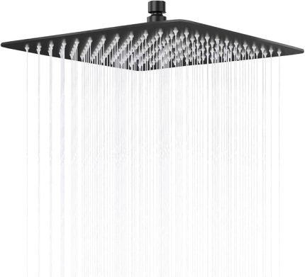 Tepe Duş Başlığı Kare Slim 304 Metal 25x25 cm (Mat Siyah)